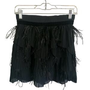 Arden B. Black Layered Ruffle Mini Skirt w/ Feathers Size Small Party Skirt